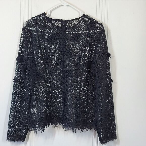 WHY DRESS Black Lace Top With Flowers - Picture 6 of 14